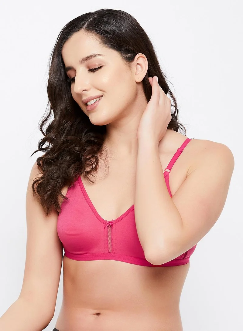 كلوفيا Smoothie Non-Padded Non-Wired Full Coverage Bra in Hot Pink - Cotton Rich